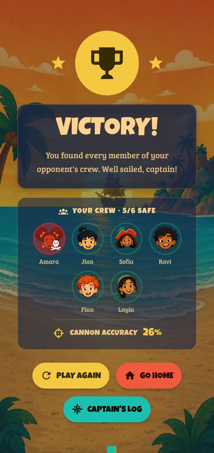 Pirate Land result screen